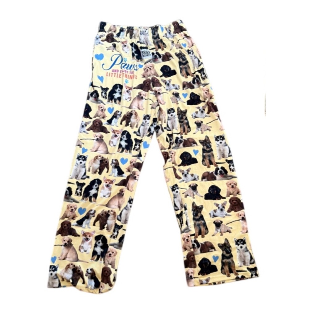 NEW NWT Brief Insanity Mens Large Puppy Dog Print Pajama Lounge Pants Paws